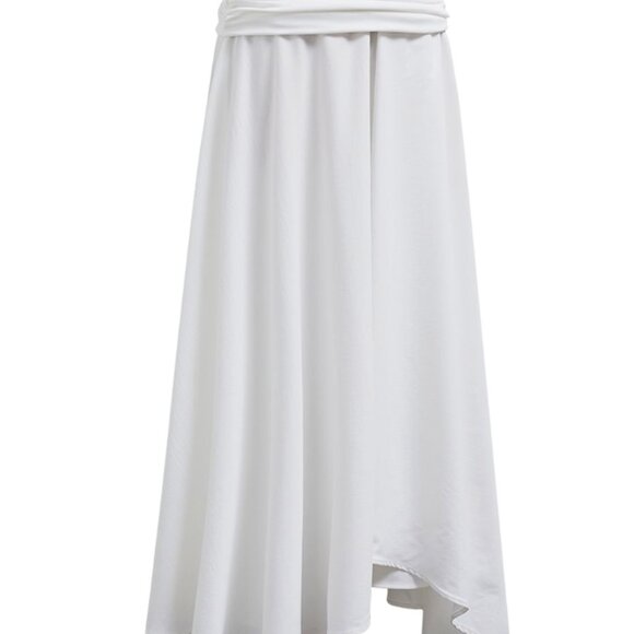 Chicwish - Halter Neck Ruched Asymmetric Maxi Dress - White - Small - Picture 11 of 13